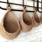 Coș suspendat, iută împletită manual, accent decorativ rustic boho pentru casă