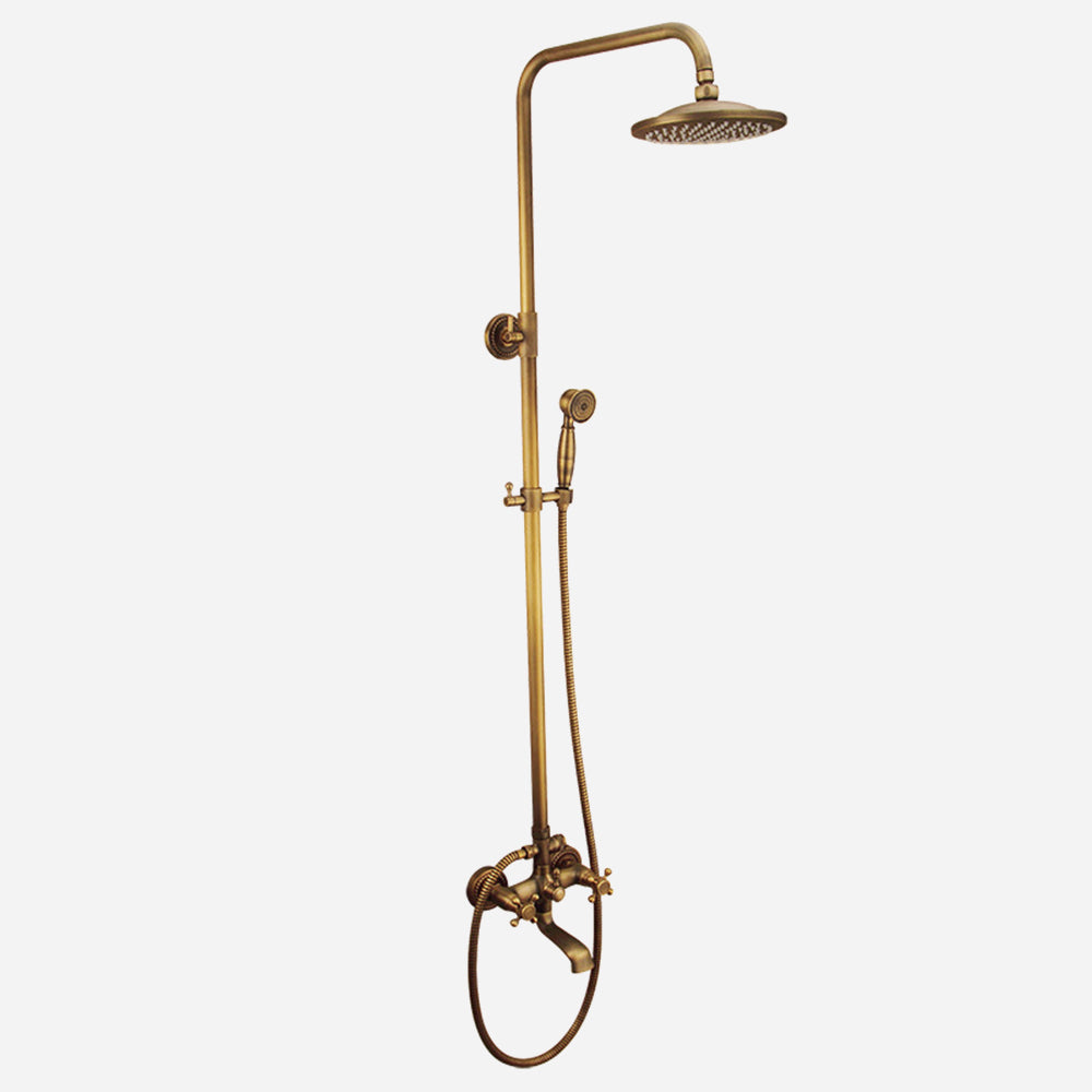 Vintage Copper Shower Faucet Set with Brass Thermostatic Valve