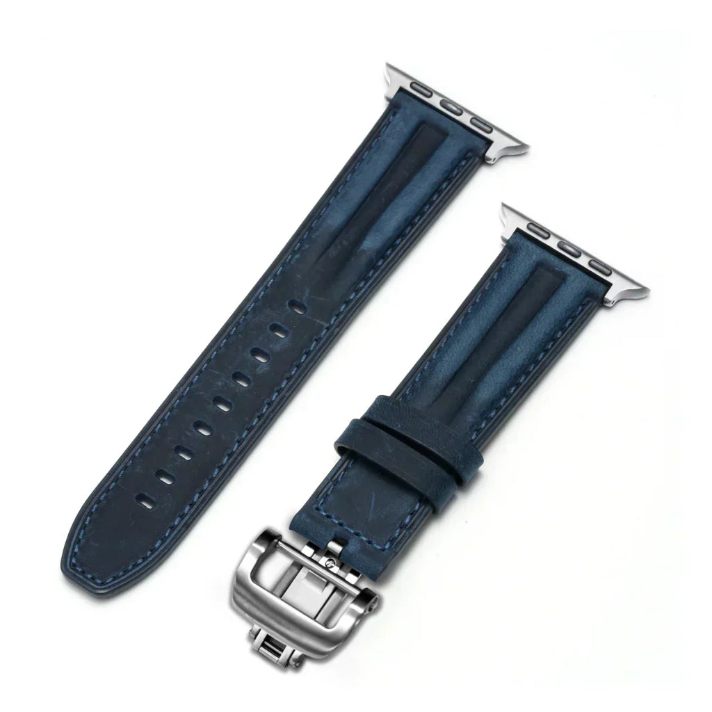 רצועת שעון עור מחורצת Marvelle ל-Apple Watch, אבזם פרפר
