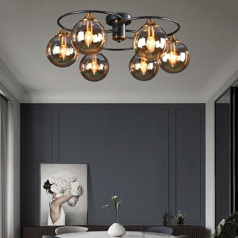 Valentina Nordic Bubble Glass Ceiling Light, Gray/Amber | Fioriscas