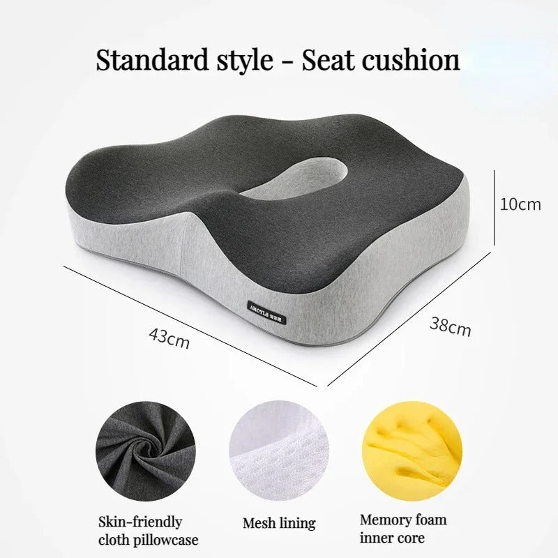 NovaLum Memory Foam Lumbar & Seat Cushion Set for Car and Office