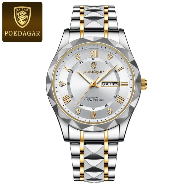 Diamond-Bezel Watch For Men, Maristel Waterproof With Glowing Dial