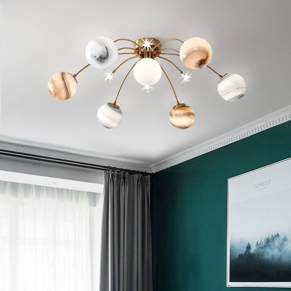 Aria Modern Planet Flush Mount Ceiling Light, Living Room | Fioriscas