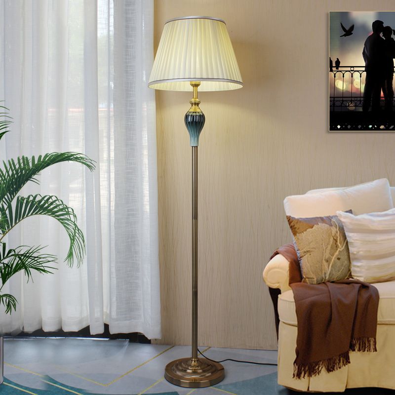 Eryn Antique Floor Lamp, Multi Colors, Metal/Fabric, Bedroom | Fioriscas