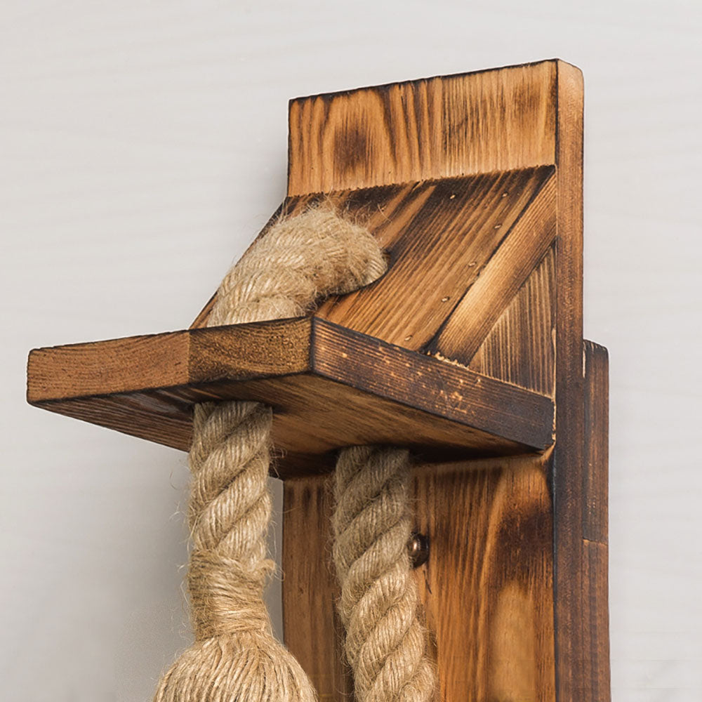 Epoch Vintage Rectangular LED Wall Light, Wood/Hemp Rope, Dining Room | Fioriscas