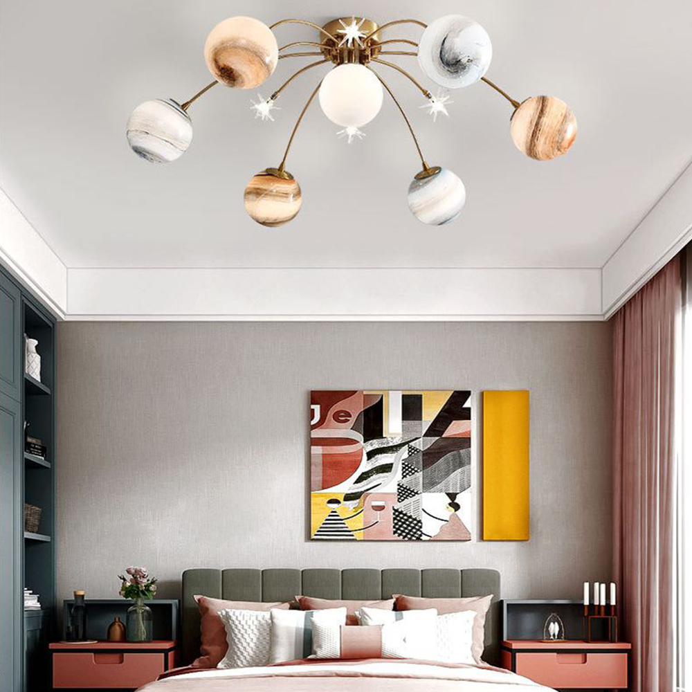 Aria Modern Planet Flush Mount Ceiling Light, Living Room | Fioriscas