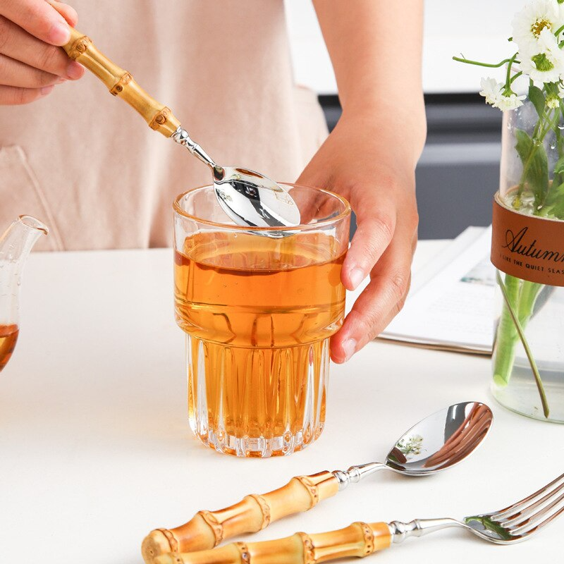 Bamboo & Stainless Steel Flatware Set, Eco-Friendly Dining Cutlery