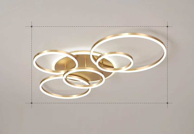 LunaRing Floating-Ring LED Ceiling Light, Gold or White, Remote Dimmable