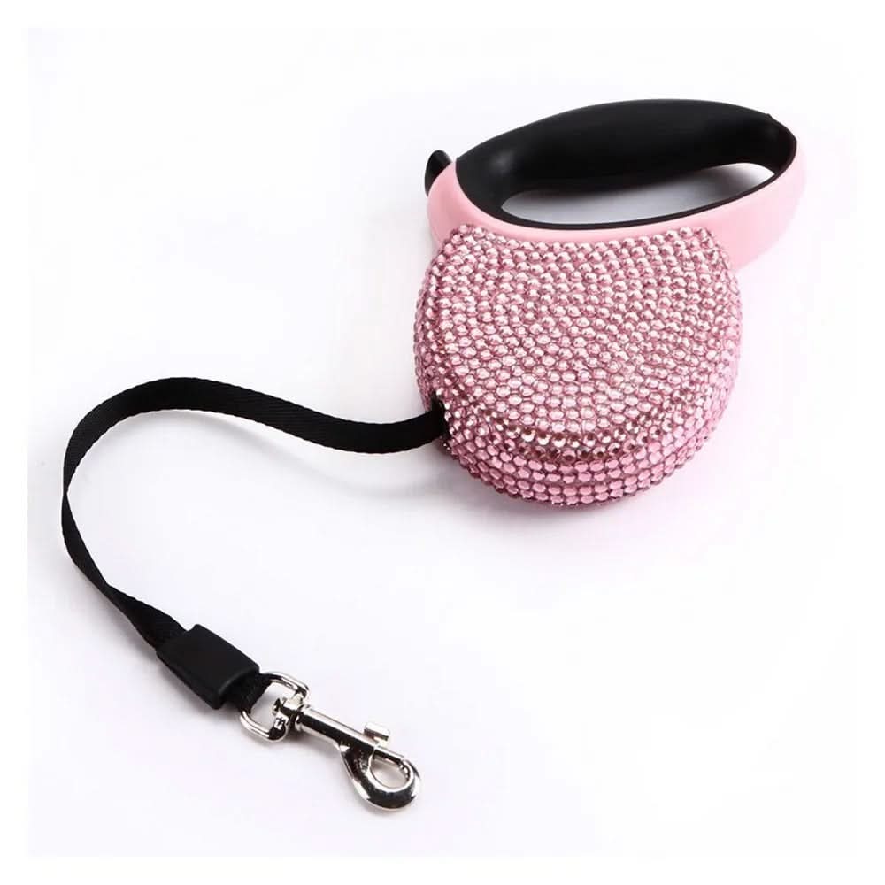 Luxury Retractable Leash with Rhinestones for Small Dogs & Cats - Fioriscas