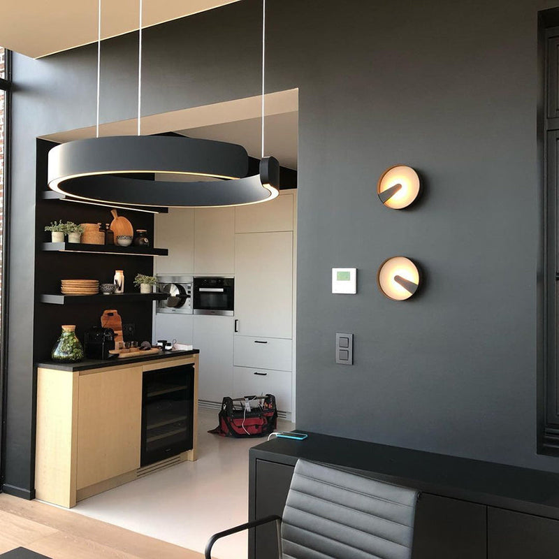 LyraHalo Pendant Light, Round Metal Design, Dimmable LED