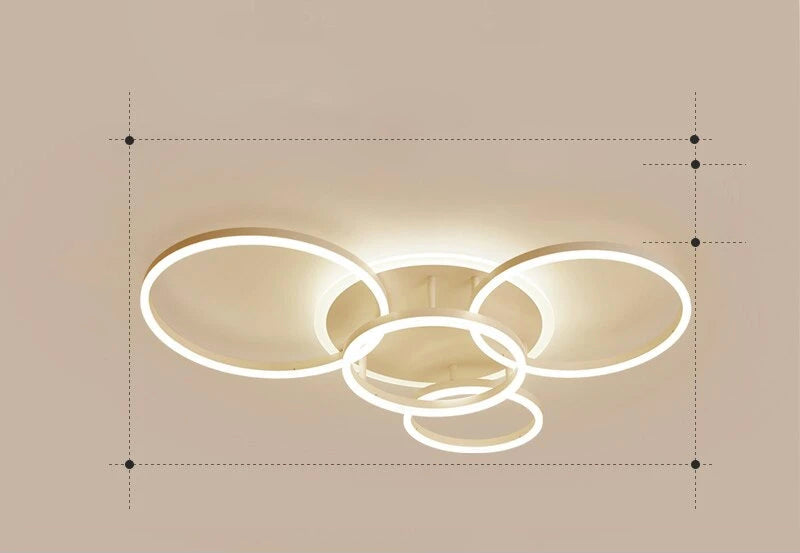 LunaRing Floating-Ring LED Ceiling Light, Gold or White, Remote Dimmable