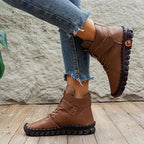 Elegante Jeans-Stiefeletten aus geprägtem Leder mit gepolstertem Komfort