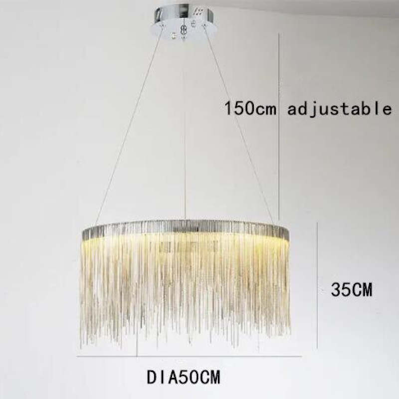 Arisha Tassel Chain Art Deco Pendant Light Silver/Gold Living Room/Hall | Fioriscas