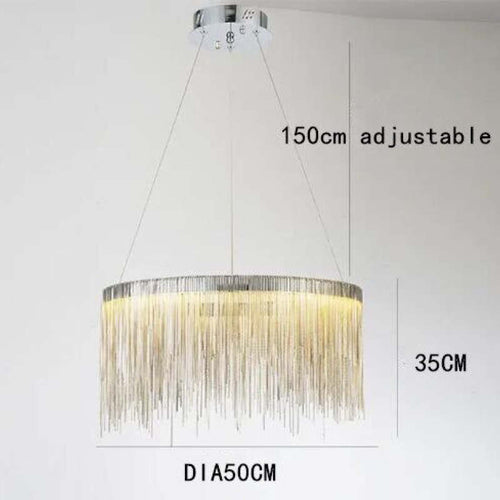 Arisha Tassel Chain Art Deco Pendant Light Silver/Gold Living Room/Hall | Fioriscas