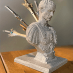 Suporte de secretária para canetas, design de busto romano de Aurélio, mármore ou branco