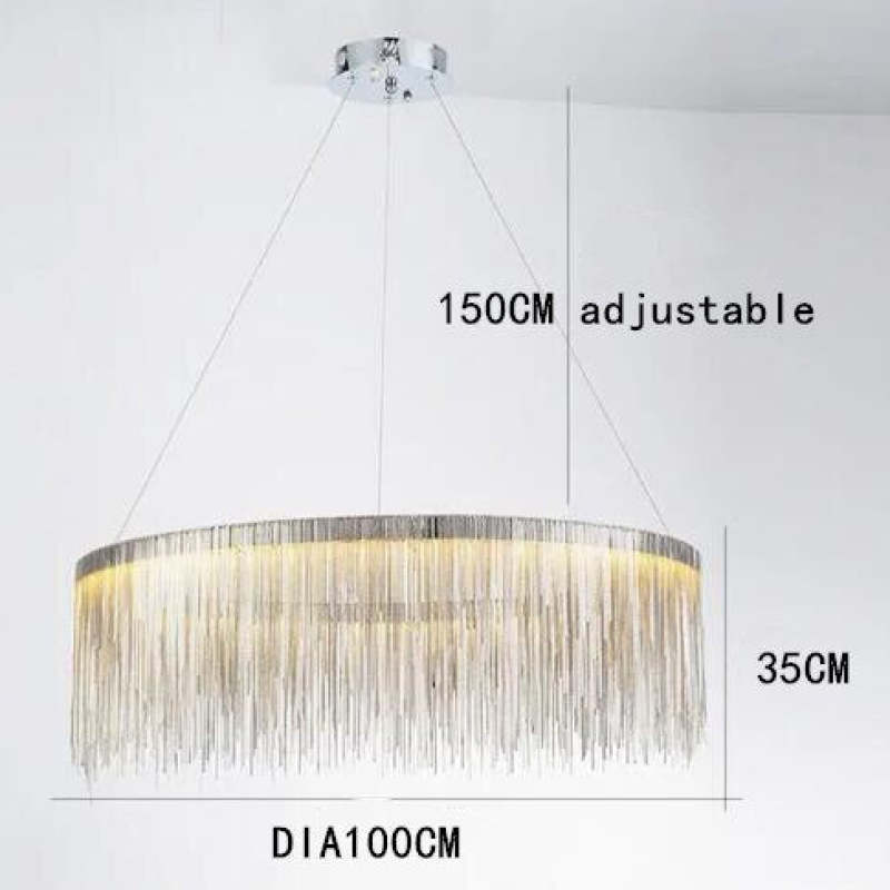 Arisha Tassel Chain Art Deco Pendant Light Silver/Gold Living Room/Hall | Fioriscas