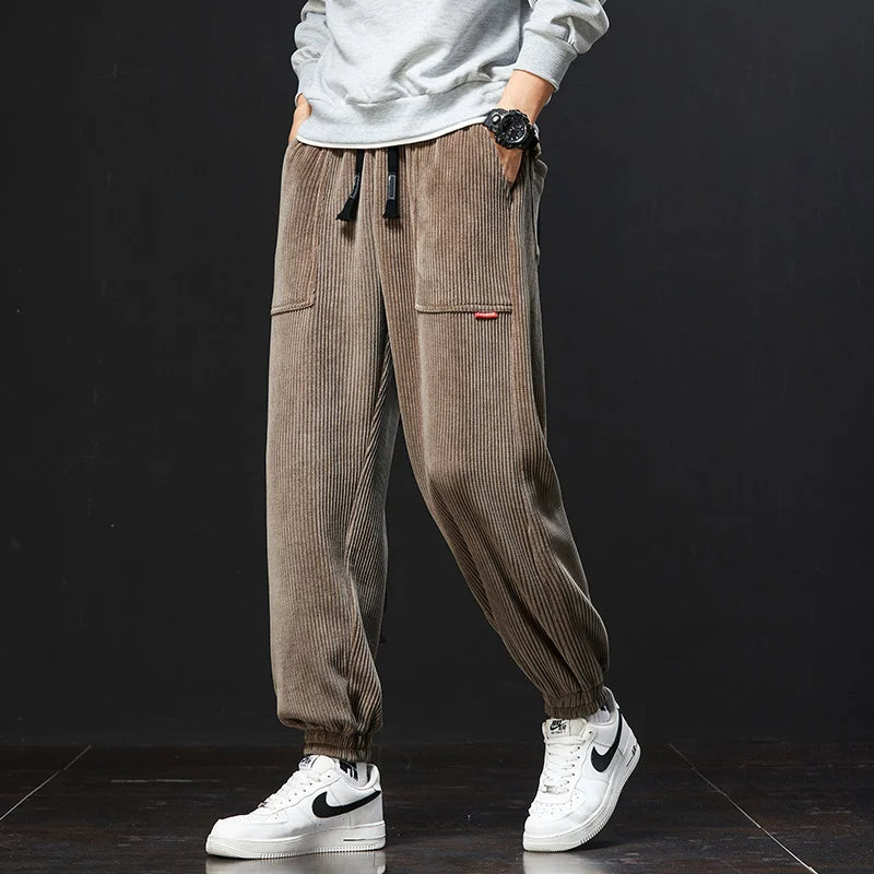 Creston Corduroy Joggers, Soft Stretch Fit With Drawstring Waist