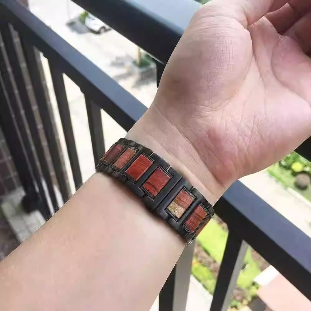 Aveline Samsung Watch Ultra Band, Red Sandalwood and Stainless Steel Strap