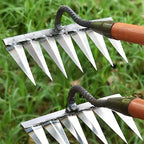 ThriveGard Steel-Tooth Garden Weeding Rake, Ergonomic Adjustable Grip
