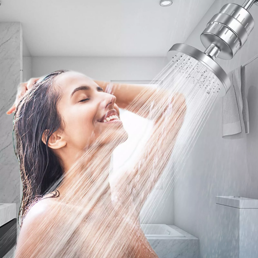 Doccia filtrata, sistema HydraVive a 20+3 stadi per capelli e pelle