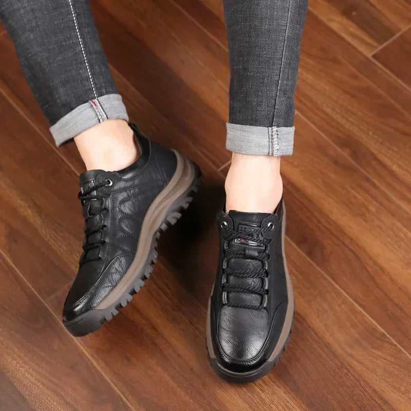 Herren Schuhe mit Fußgewölbeunterstützung, StrideFlex handgenähte Leder-Slipper mit gepolsterten Sohlen