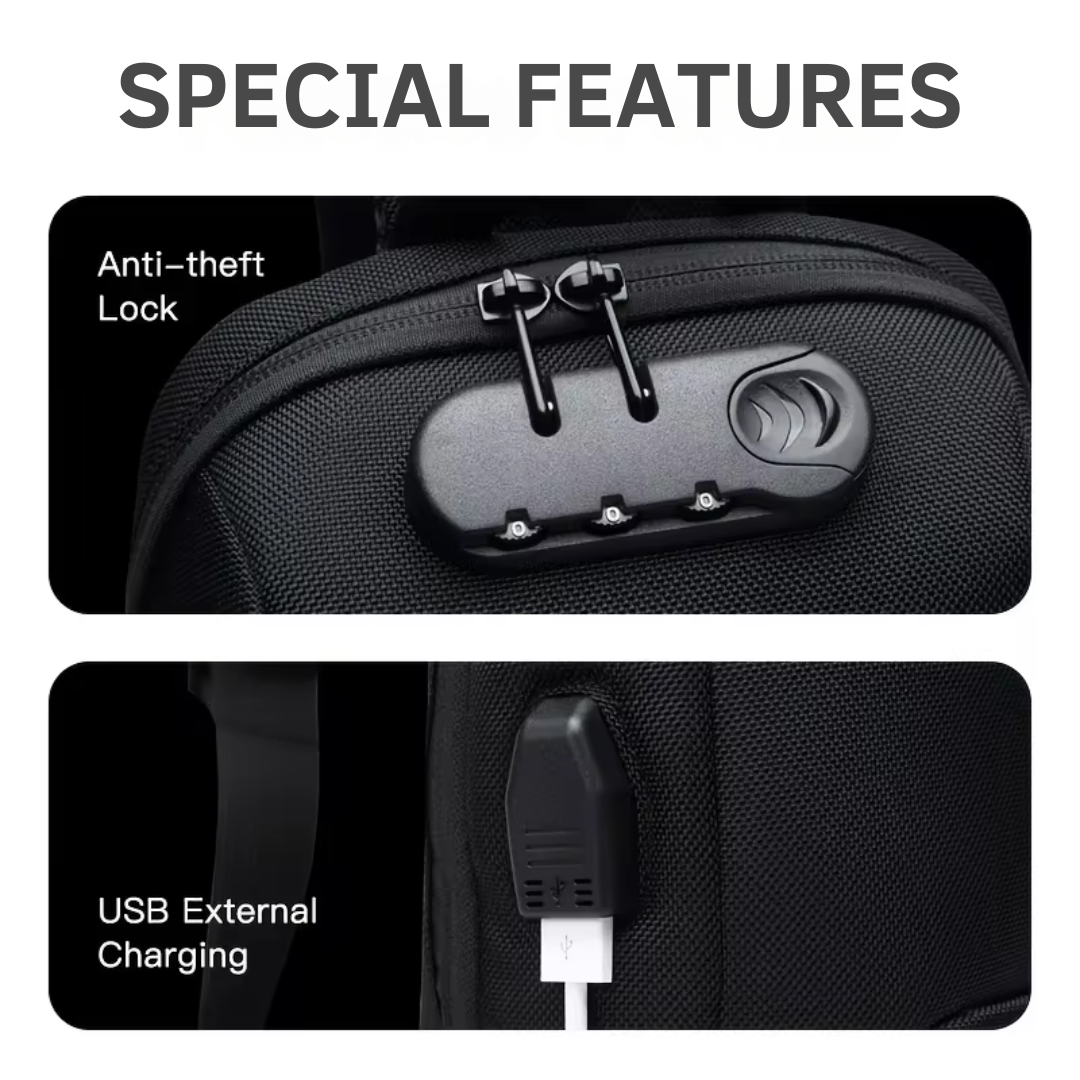 Crossbody Travel Bag With Anti-Theft Lock And USB Charging Port