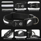 LumaPaw Waterproof Dog Collar, LED Light & AirTag Tracker Slot