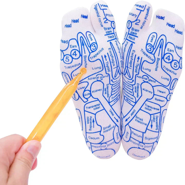 SoleComfort Fußreflexzonen-Massage-Socken mit Druckpunkt-Werkzeug