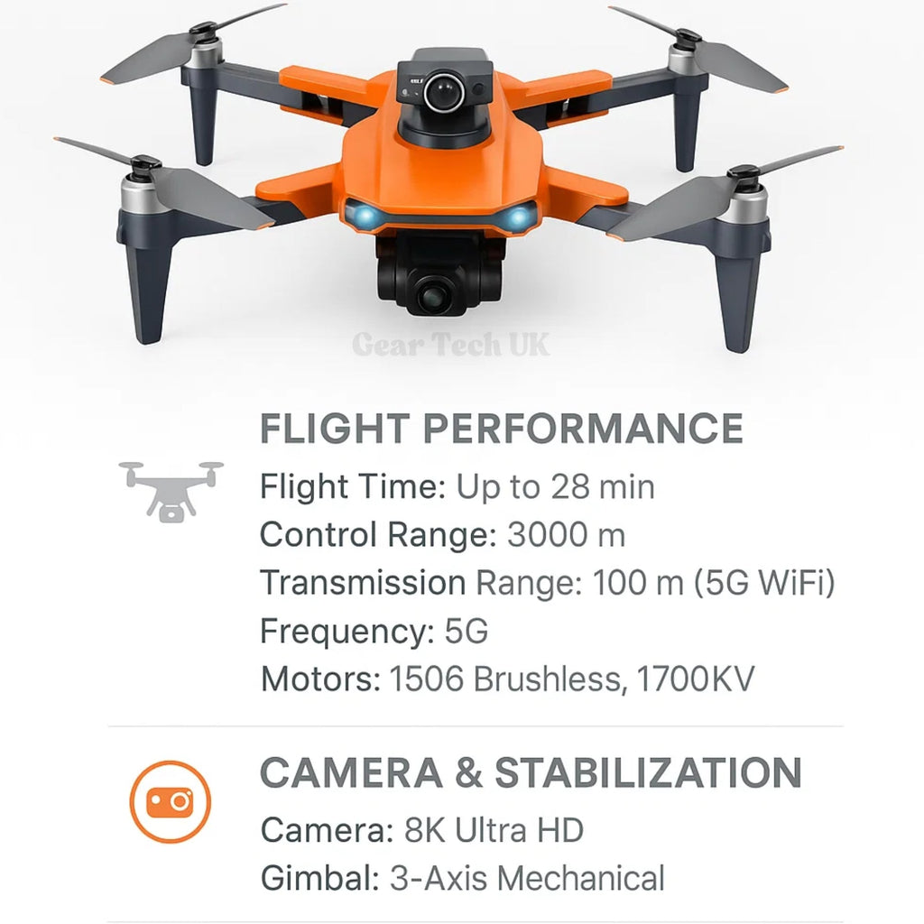 Altaris Aero Drone Pro, dobbelt 8K-kamera, GPS-stabiliseret flyvning