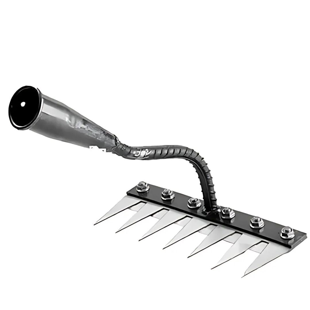ThriveGard Steel-Tooth Garden Weeding Rake, Ergonomic Adjustable Grip