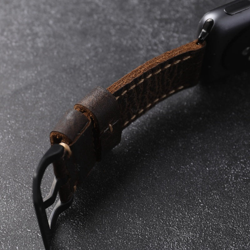 Watch Band For Apple Watch, First-Grain Cowhide Leather, Handmade