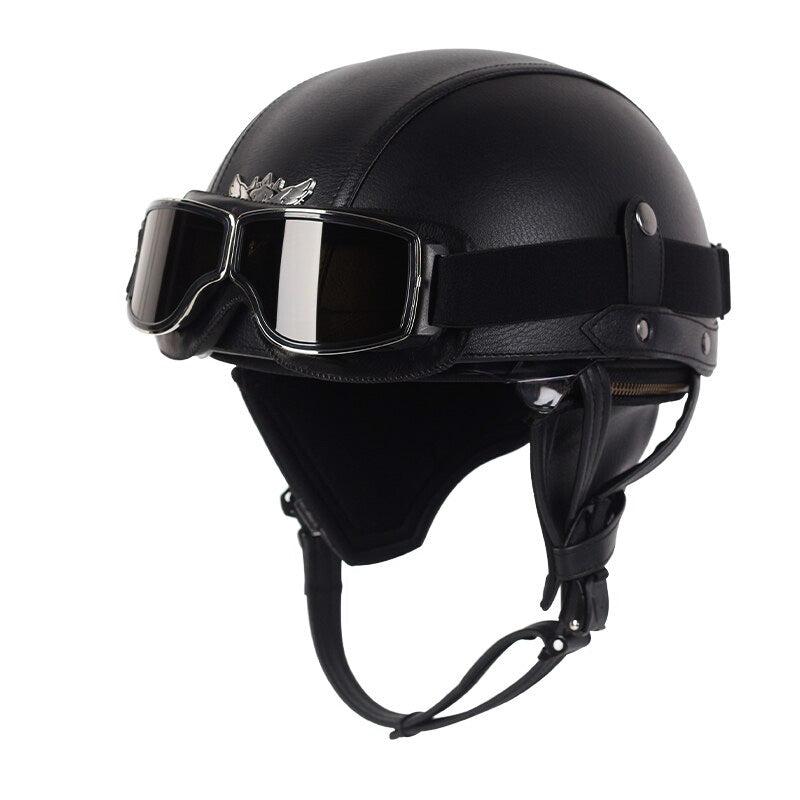 NovaRove バイクヘルメット、レトロスタイル、格納式UVレンズ、DOT認証済み