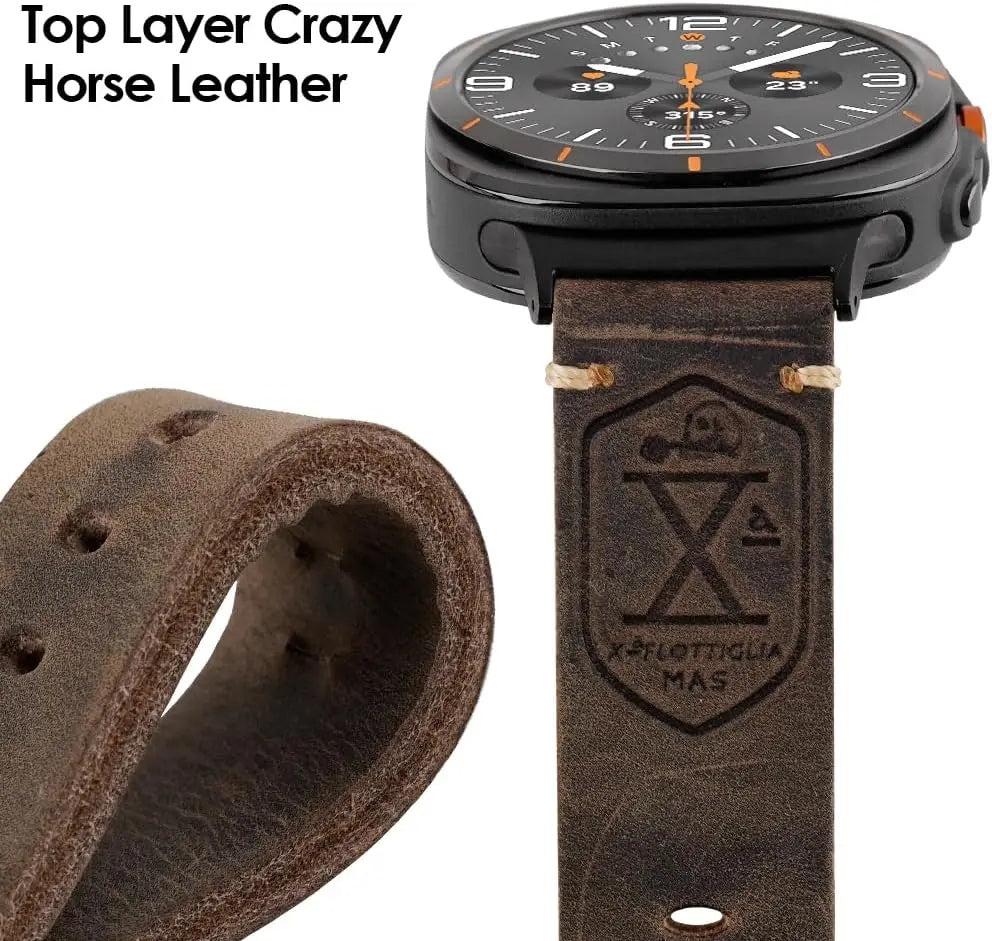 Full-Grain Leather Watch Band, Vintage Patina, Fits Samsung Watch Ultra 47mm