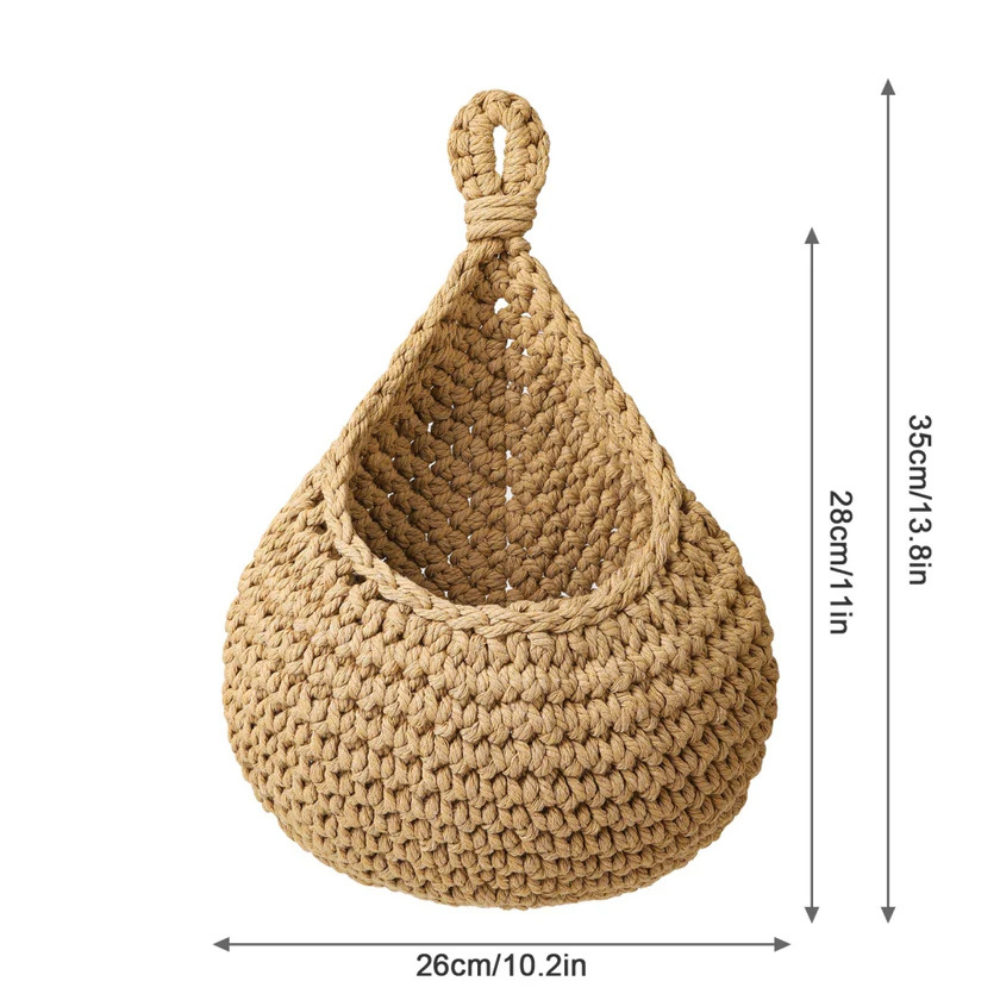 Coș suspendat, iută împletită manual, accent decorativ rustic boho pentru casă
