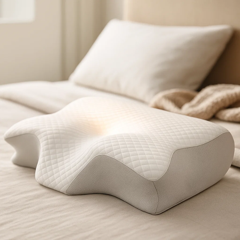 Oreiller cervical ergonomique SomniEase profilé en mousse à mémoire de forme, avec soutien du cou