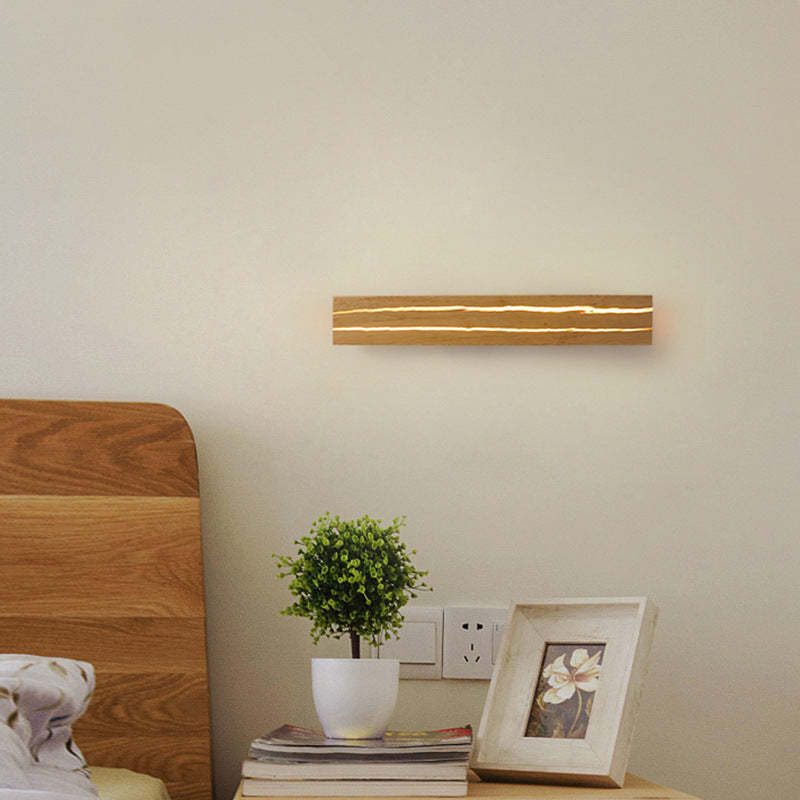 Muto Rotatable Crackle Nature Wood Board LED Wall Lamp | Fioriscas