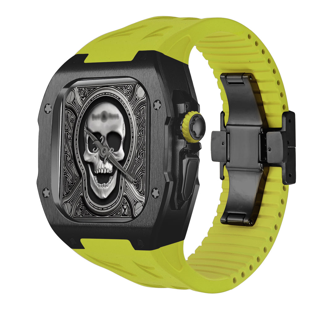 Kit de modification de boîtier en titane pour Apple Watch Ultra avec bracelet en caoutchouc fluoré