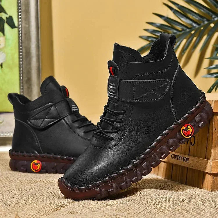 Elegante Jeans-Stiefeletten aus geprägtem Leder mit gepolstertem Komfort