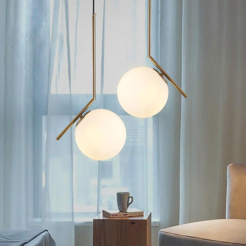 Aureno Globe Pendant Light, Opal Glass Shade, 4 Finishes