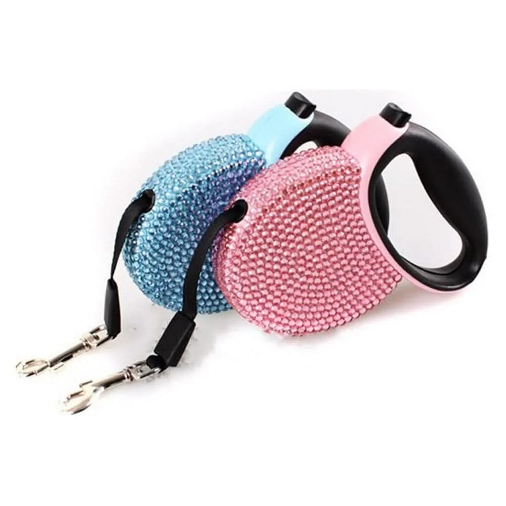 Luxury Retractable Leash with Rhinestones for Small Dogs & Cats - Fioriscas