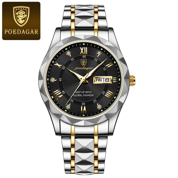 Diamond-Bezel Watch For Men, Maristel Waterproof With Glowing Dial