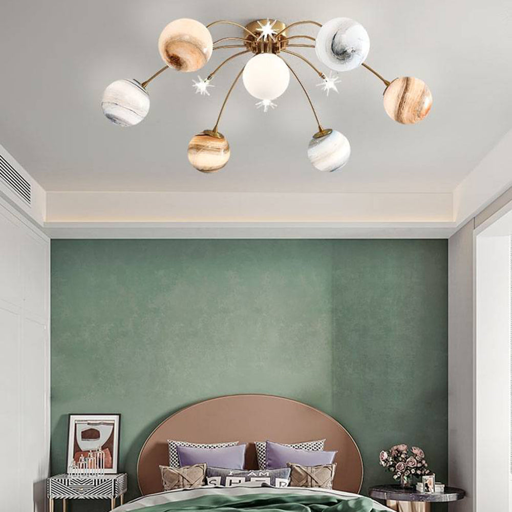 Aria Modern Planet Flush Mount Ceiling Light, Living Room | Fioriscas