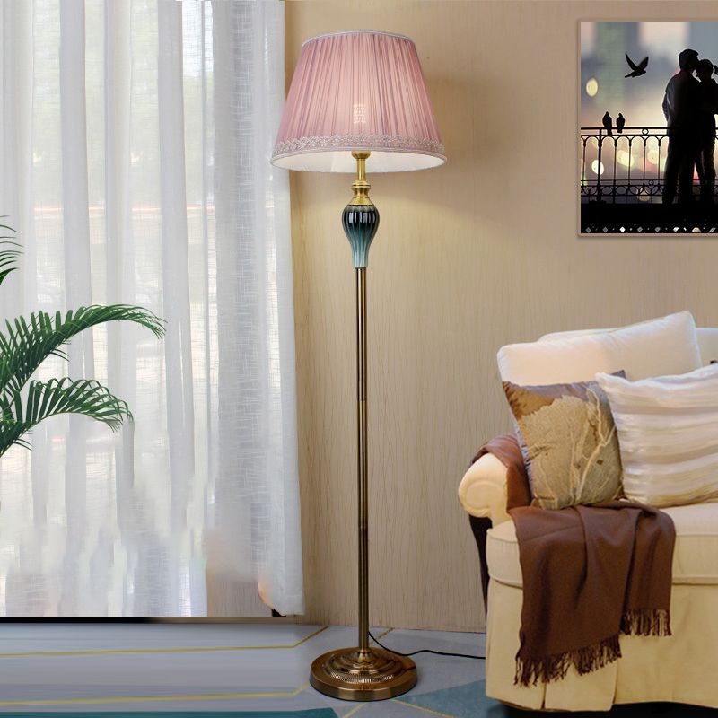 Eryn Antique Floor Lamp, Multi Colors, Metal/Fabric, Bedroom - Neutralighting