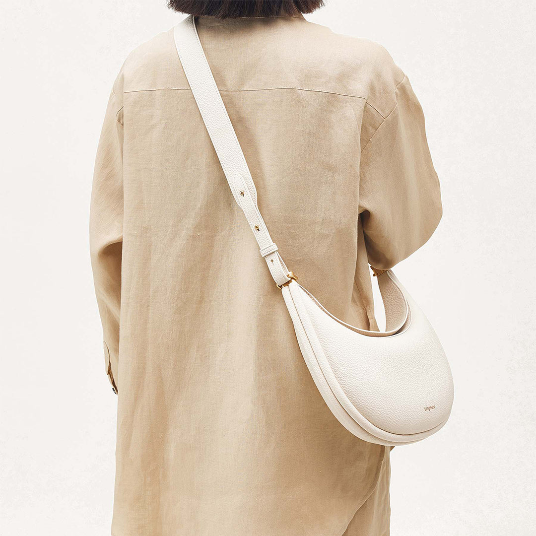 Borsa a cartella in pelle pieno fiore, design Aurelle Jolie Solara, quattro modalità di trasporto