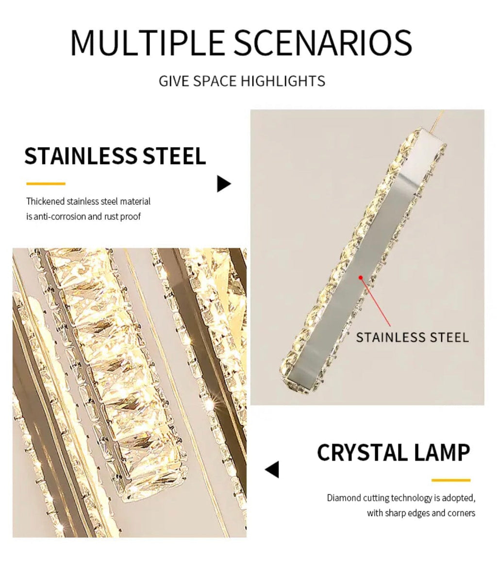 Crystal Chandelier With LED Lighting for Stairwells and Entryways, Orabella