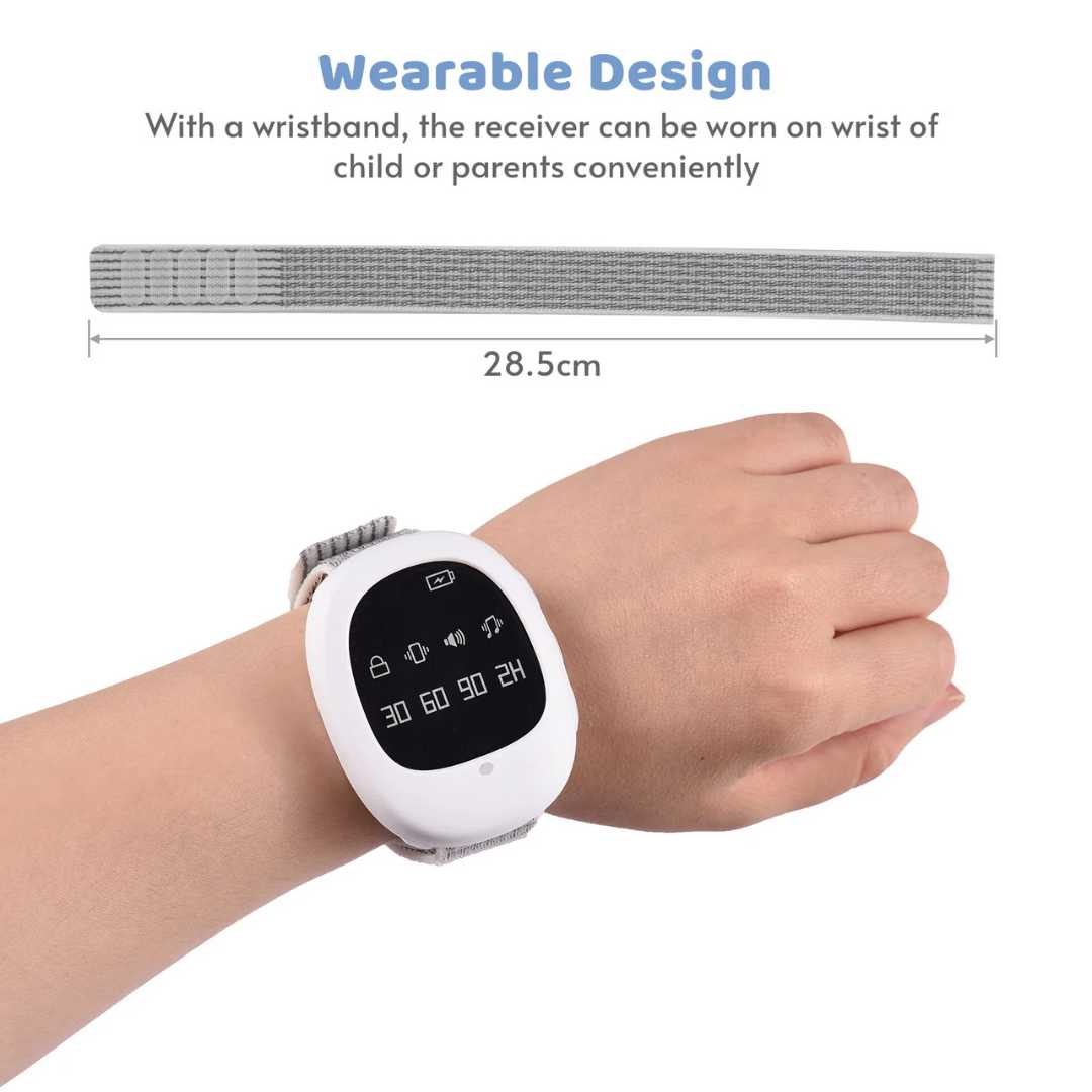 Wireless Bedwetting Alarm With Wearable Receiver And Moisture Sensor