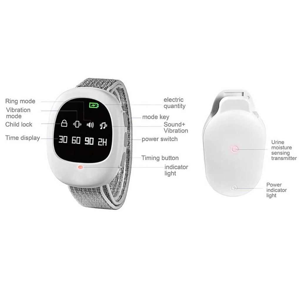 Wireless Bedwetting Alarm With Wearable Receiver And Moisture Sensor