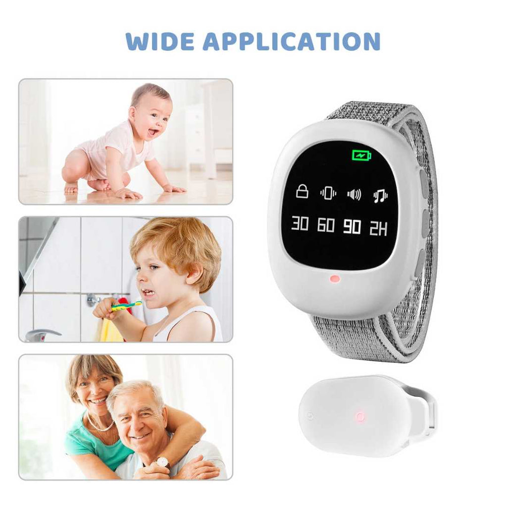 Wireless Bedwetting Alarm With Wearable Receiver And Moisture Sensor