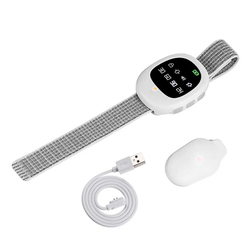 Wireless Bedwetting Alarm With Wearable Receiver And Moisture Sensor