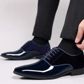 AureaStride Glossy Patent Leather Wedding Dress Shoes, Black or Blue